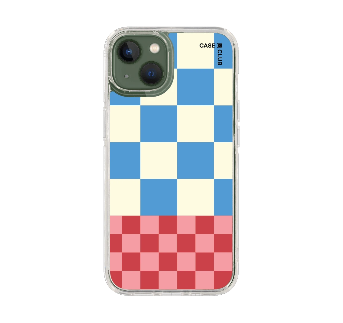 blue & red collage grid pattern